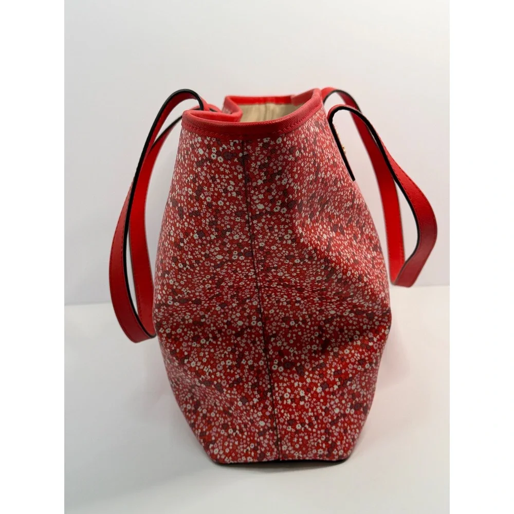 Michael Kors Jet Set Floral Ditsy Saffiano Leather Tote Bag Gold Tone Logo‎